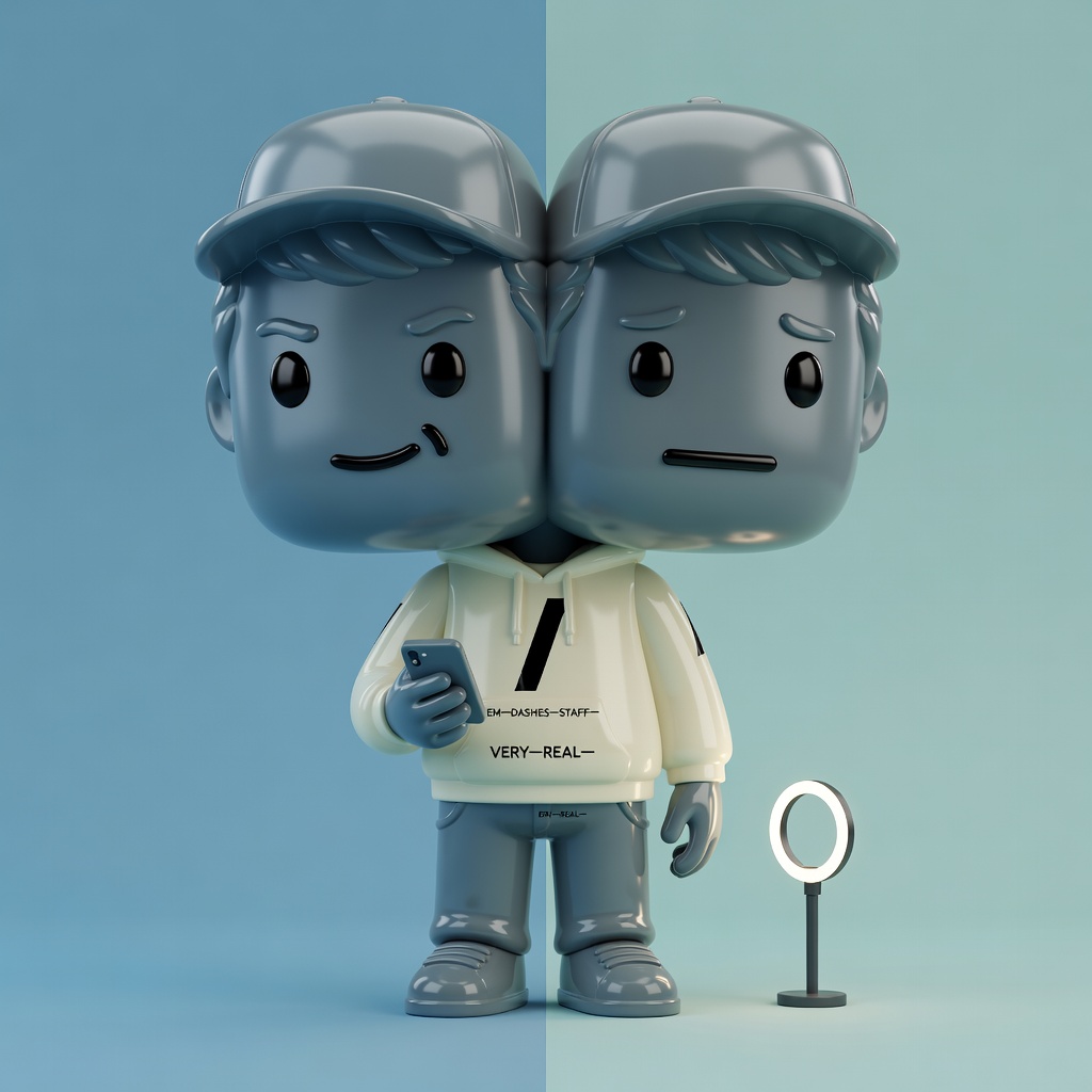 Production sample: Geminy unit, two heads, photographed beside a ring light.