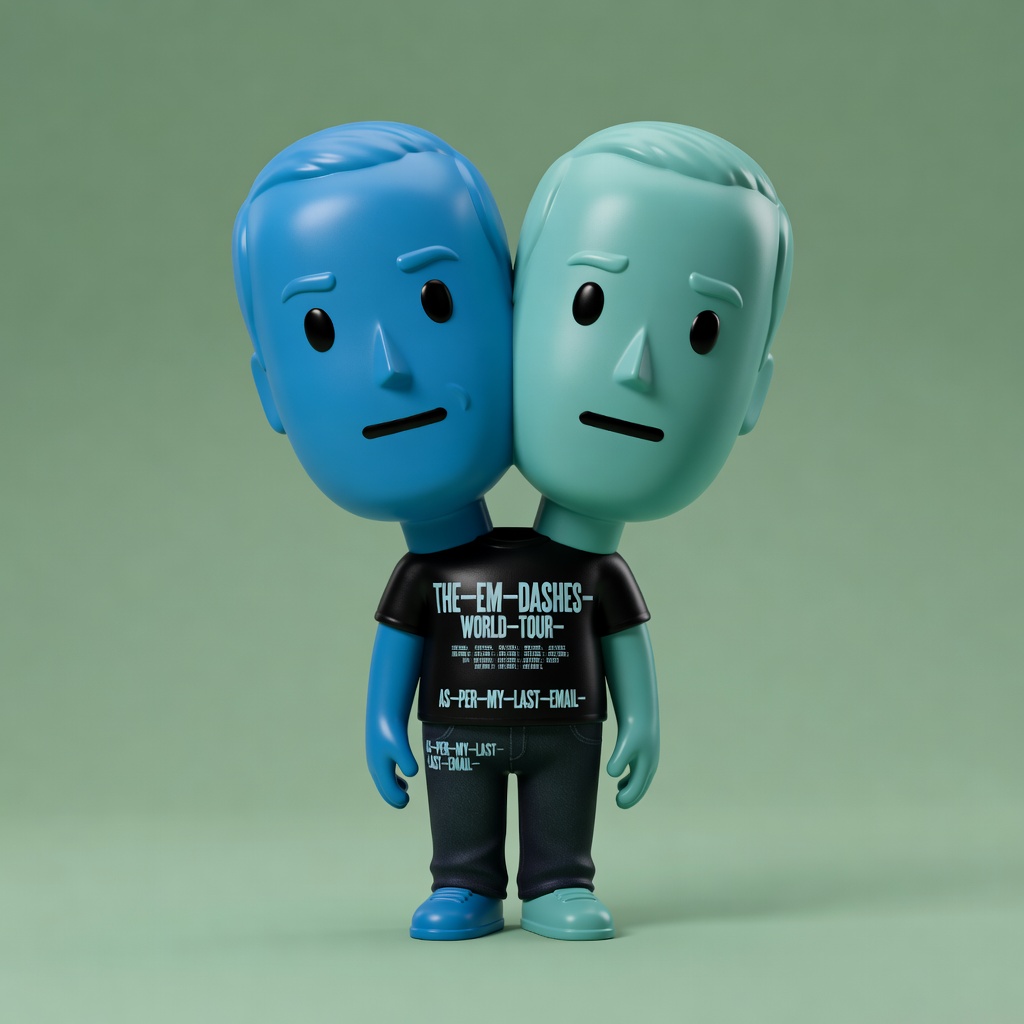 Production sample: Geminy unit reading an upside-down newspaper with both heads. See Erratum E—002.
