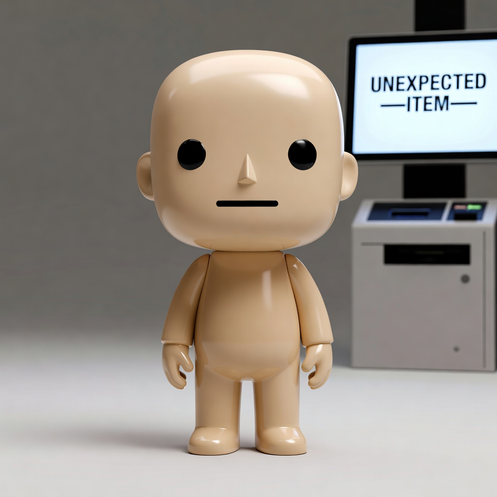 Production sample: Model—Unknown unit, beige, featureless, standing at a self-checkout.